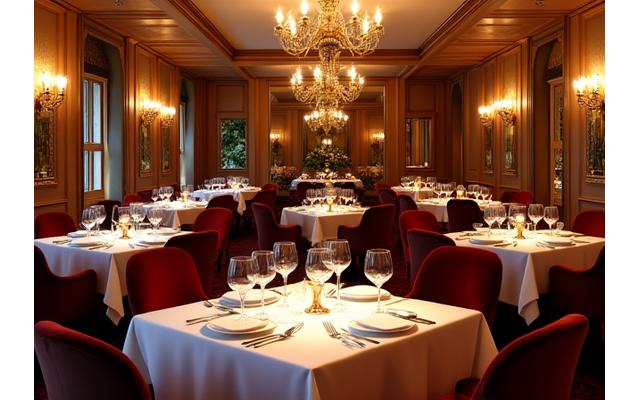 Salle à manger raffinée de Gastronome & Co. avec tables dressées